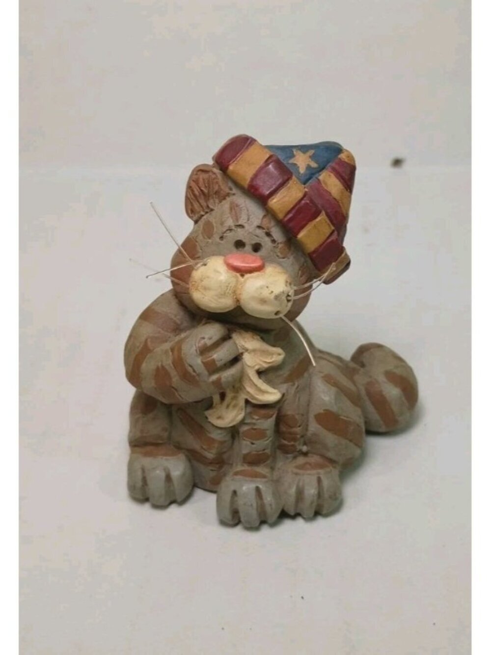 Rare Vintage Suzi Skoglund Blossom Bucket 4th Of July Cat With Flag Hat